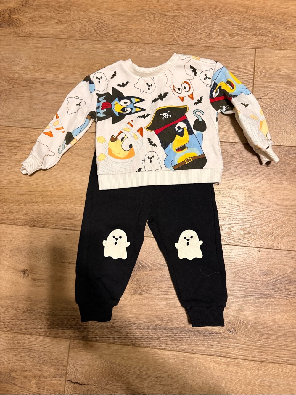 Kids Halloween Ghost & Pirate Sweatset - White & Black - Bluey